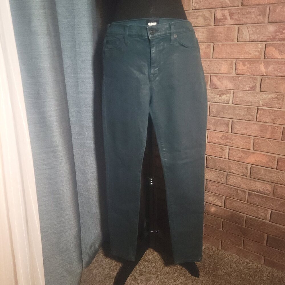 Hudson Women's Dark Green Plaid Scoring w/Sheen Skinny Jean - Size 28 - Picture 5 of 11